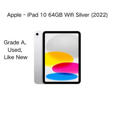  Apple - IPad 10 64GB Wifi Silver (2022), Grade A, Used, Like New