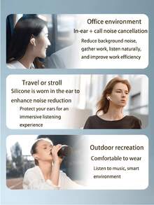 Wireless Earbuds - Compatible With Apple And Android, Built-In Microphone, Sweat-Resistant, White, Wireless Headphones, Airbuds, True Wireless Earbuds - White - View 6