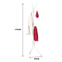 1pc Perchero De Ropa De Madera beech Simple Con 8 Ganchos, Soporte De Ropa Ajustable En Altura Para Sombreros, Abrigos, Bolsas, Bufandas, Organización De Almacenamiento Doméstico Para Oficina, Entrada, Pasillo, Sala De Estar, Dormitorio, Hogar, Dormitorio  Soporte de Capa 9/12 Ganchos Metal Perchas montadas Sombrero Sombrero Abrigo Pantalla Estante Estante Ropa Ropa Ropa Ropa Ropa Organizador Muebles Perchero Rack para Ropa - Blanco - Ver 3