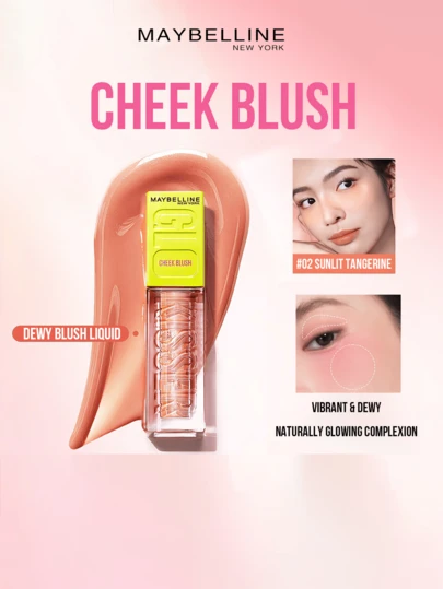 Phấn má hồng #02 Sunny Tangerine, 6.4ml/0.21 fl oz, ánh ngọc trai lấp lánh, tạo hiệu ứng rạng rỡ ấm áp, công thức dưỡng ẩm, mang lại vẻ ngoài trang điểm tự nhiên, đầu cọ chấm, dễ dàng sử dụng 2 bước (chấm và tán), phấn má hồng tôn da cho mọi tông da, giúp gò má rạng rỡ, phù hợp cho trang điểm hàng ngày và các dịp đặc biệt.