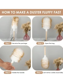 1个带手柄的羊毛除尘掸，羊毛/羊羔毛清洁刷，防静电家用除尘掸，超柔软扫地刷，适用于沙发、家具、汽车、卧室，清洁用品，清洁工具，返校必备 - 彩色 - 查看 7