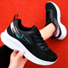Women's Lightweight Comfortable Everyday Tennis Shoes For Casual Wear, Gym, And Leisure - Black - View 1