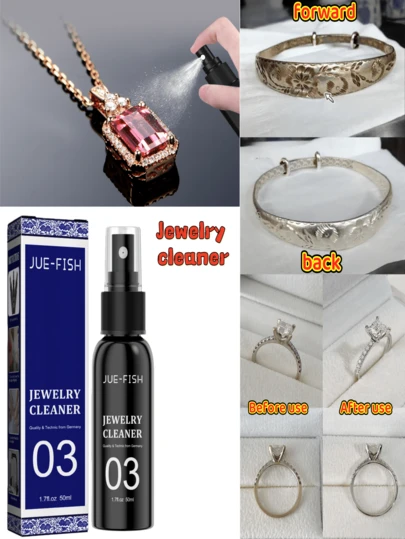 3-In-1 Jewelry Cleaning Solution, 50ml Set, Suitable For Diamond Rings, Necklaces, Gold And Silver Jewelry, Removes Stains And Oxidation Layers, Restores Shine, Includes Cleaning Brush, Supports Ultrasonic Cleaning, Quick And Convenient, Gift Packaging. Jewelry Cleaner, Diamond Cleaner, Ultrasonic Cleaner, Gold Cleaner, Silver Cleaner, Ring Cleaner, Decontaminant, Watch Cleaner, Jewelry Cleaning Kit, Maintenance Liquid