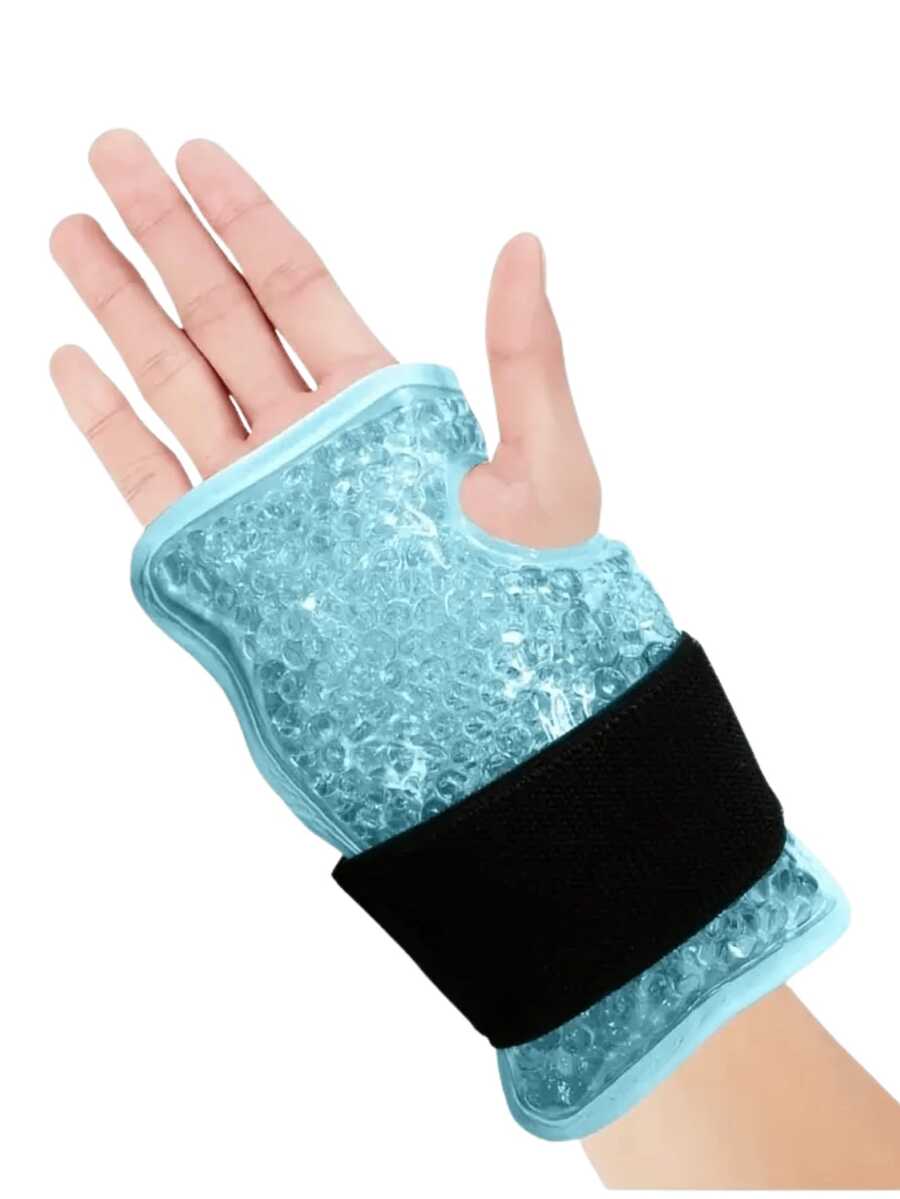 1个腕部凝胶冰袋，适用于腕管综合征——可重复使用的冷热冰袋，带可调节支架，缓解不适，是户外、运动和竞技的理想礼物 - 彩色 - 查看 1