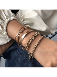 Set Of Metal Bracelets, Women's Bracelets, Niche Design, New Simple European And American Styles. - 彩色 - 查看 3