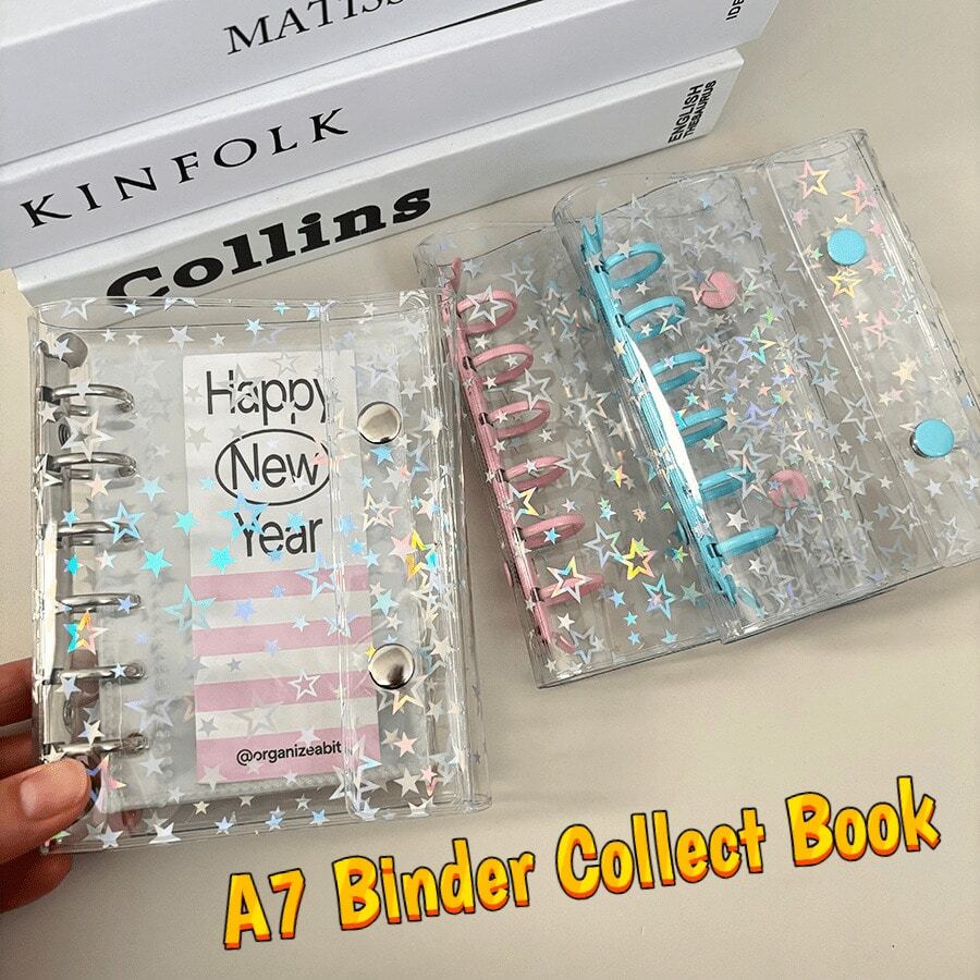 A7 Kpop Collect Book, Laser Star 6 Holes Cover, DIY 10pcs Sleeves, Binder Photo Album Organizer, Home Supplies - Multicolor - View 1