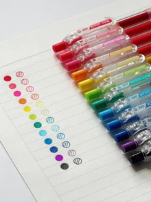 12pcs/Set Mixed Color Gel Pens, Classic Colors, Writing Pens, Drawing Markers, Pressurized Colored Pencils, Signature Pens, Suitable For Writing & Drawing Notebooks, Office & School Use