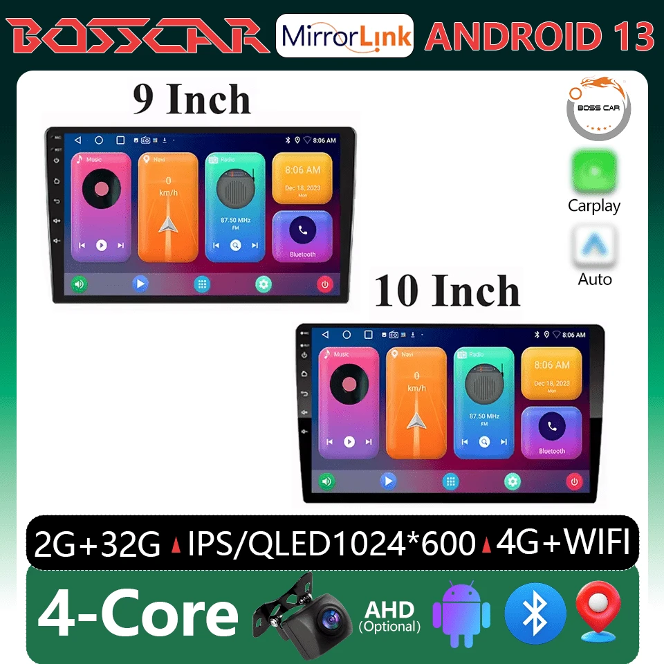 2G 32G Car Play Android Radio Multimedia 7 9 10 Inch CarPlay Android Auto 2 Din Radio Stereo Receiver Player 2DIN GPS 4 Core - IPS - View 1