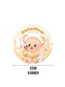 Butterbear圆形柔软腕托鼠标垫，毛绒质感表面，精致缝线，可爱Butterbear图案，温暖的粉彩色调（黄色/浅绿色），是青少年日常装饰和办公室/家庭桌面布置的理想之选，Butterbear粉丝收藏品，送给女朋友的可爱礼物 - 彩色 - 查看 12