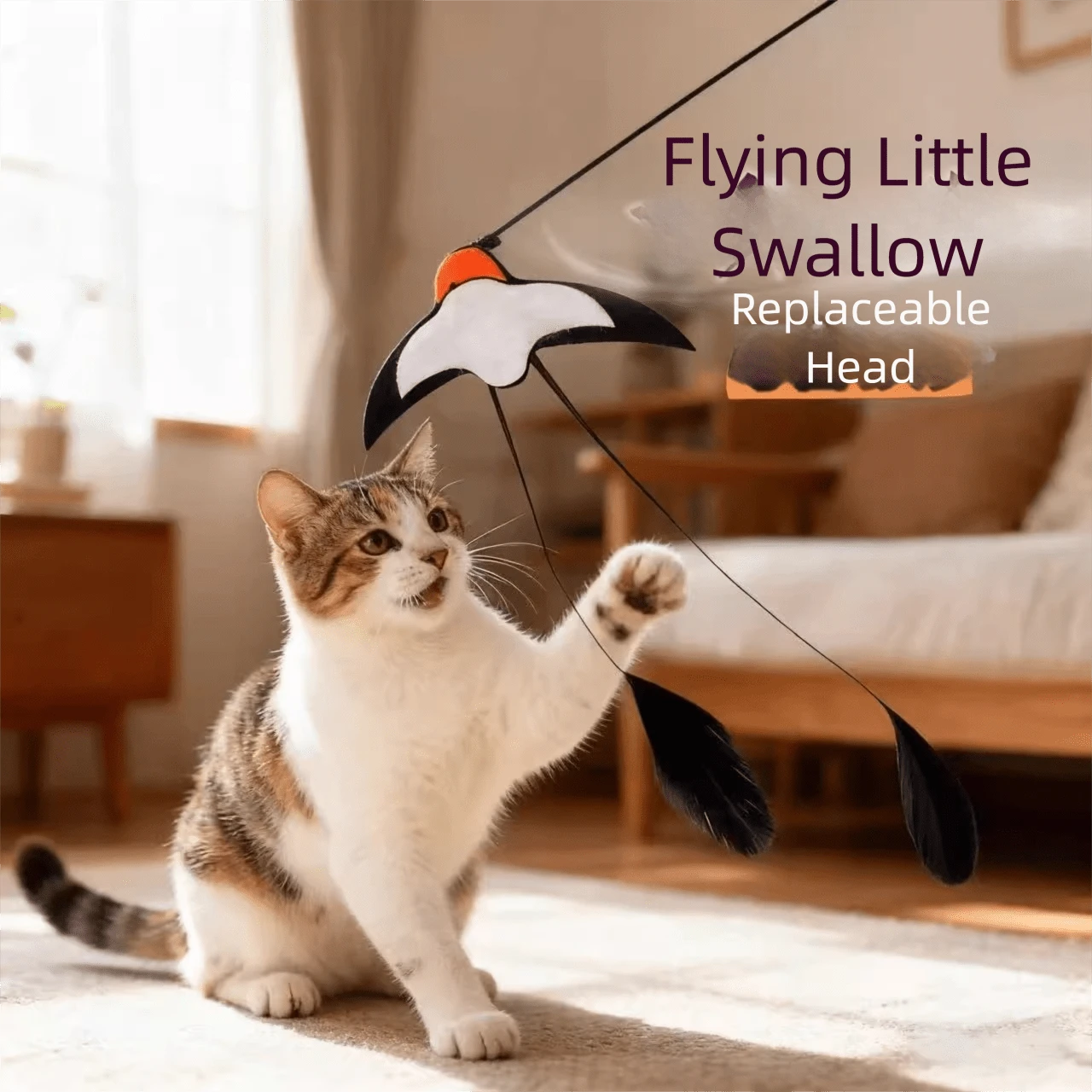 Cat Toy Replacement Wands With Bells & Feathers, Interactive Cat Toys For Kitten Playtime