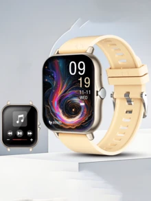 1pc 1.83" Full Screen Touch Casual Electronic Watch, Unisex, Silicone Strap & Zinc Alloy Case, Receive Calls, Time, Date, Alarm, Pedometer, Great Gift - Multicolor - View 4