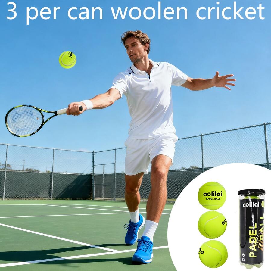 3pcs/Can Wool Felt Cricket Balls, High Elasticity, Training & Match Use Flat Tennis Balls, Sealed Can Packaging, Suitable For Beach, Yard, Living Room, Gym, Competition Venues