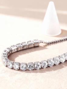 1pc Adjustable Copper Alloy Zirconia Tennis Bracelet, Suitable For Women's Daily, Party Wear, Valentine's Day Gift, Mother's Day Gift For Mom