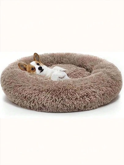 Donut Shaped Dog Bed, Non-Slip Bottom, Soft & Fluffy Faux Fur, Skin-Friendly & Hypoallergenic, Cozy & Comfortable, Warm & Snug, Machine Washable, Sturdy Stitching, Suitable For Small & Medium Dogs, Puppies & Kittens, Ideal For Napping & Sleeping In Living Room Or Bedroom