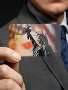 1张自由女神像信用卡装饰贴纸，创意个性化超薄PVC防指纹信用卡保护套，防刮花，男女通用，适用于小型芯片卡、银行卡、信用卡、交通卡、学生证及其他DIY装饰