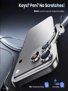 3片装金属镜头相机保护膜，兼容 17 Pro Max/17 Pro，易贴防刮，全覆盖，兼容保护壳，适用于日常、办公室、家庭使用。防水防震防摔。 - 銀色單顆 - 查看 3