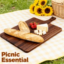 Heavy Duty Thick Handle Wooden Cutting Board | Wooden Tray | Long Handle Acacia Wood Cutting Board | Kitchen Cutting Board | Cutting Board | Afternoon Tea Pastry Dessert Tray | Vegetable Chopping Board, Household Long Rectangular Wooden Cutting Board | Kitchen Supplies - Brown - View 9