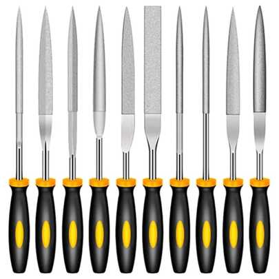 Vmingo 10pzs Lima Escofina Acero Joyeria Esculpir Lijar 140mm Alta Dureza Redonda Triangular Semicircular Plana Ceramica Metal Vidrio Madera Carburo Cristal Recorte