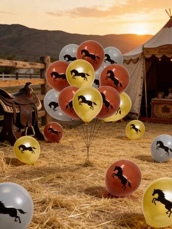 12 piezas Globos con tema de caballos - Decoraciones de fiesta de cumpleaños, baby shower y regalos con animales de carreras, caballos de rodeo y vaqueros