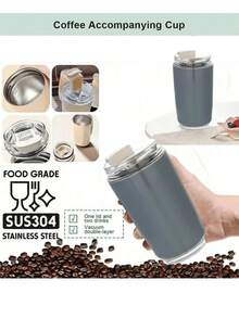 Fashion For Coffee Mug Stainless Steel Travel Water Bottle Insulated 260ml Cup, Stainless Steel Vacuum Cup, Leak Proof Reusable Double Walled Coffee Tumbler Suitable For Hot And Cold Drinks, Sparkling Water, Fruit Tea, Juice ,Coffee Gift - Light Grey - View 4