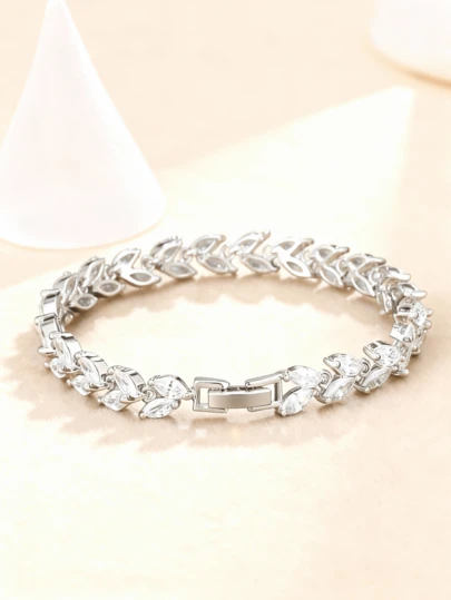 1pc Adjustable Copper Alloy Zirconia Tennis Bracelet, Suitable For Women's Daily, Party Wear, Valentine's Day Gift, Mother's Day Gift For Mom