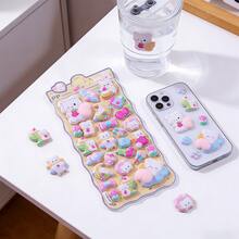 1pc 3D Cute Animal Sticker, Cartoon Decorative Sticker, Made Of Sponge And PVC Material, Squeeze For Stress Relief, Suitable For Sticker Books, Laptops, Refrigerators, And As Decoration For Cartoon DIY Phone Cases. This Sticker Is Suitable For Home Decor, As Well As Gifts For Birthday, Party, Valentine's Day And New Year, Reusable Waterproof Sticker