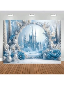 1pc Cold Theme Polyester Birthday Background, Made Of Polyester Material, With Pearls And Various Flower Background Decorations, Stylish Square Wall Decoration, Suitable For Valentine's Day And Birthday Celebration Events, Movie Theme Hanging Decoration, Suitable For Families, Dormitories, Rooms - No Electricity Required - Black - View 7