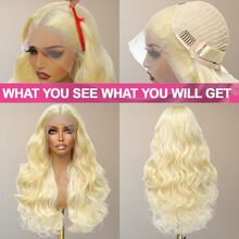 34英寸 613号 蜜金色波浪卷发 200%密度 13x4高清蕾丝前置真人混纺假发 卷发波浪高清蕾丝前置假发 女士 - S613 - 查看 3