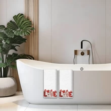 2/4 Pcs Set, Dish Towels, LOVE Pattern Print, Super Absorbent Microfiber Modern Towels, Cooking And Baking Tea Towels, Dish Cloths, Cleaning Rags, Hand Towels, Tea Towels, Super Soft And Highly Absorbent, Kitchen Decor, Gifts For Neighbors, Gifts For Mom, Birthday Gifts, Housewarming Gifts For Friends, Kitchen Essentials, Daily Necessities - Multicolor - View 2