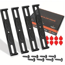 4 件/套欧盟标准车牌架，520x110mm 尺寸适合所有汽车，前后欧式车牌安装（奥地利除外），ABS 材质，防水防震，易于安装，安全锁，附带螺丝和贴纸