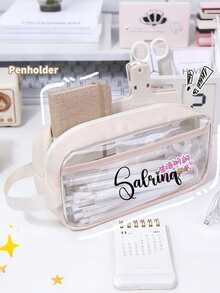 1pc Custom Cartoon Transparent Pencil Case, Custom Name Pencil Case,Personalized Cute Pencil Case,Customized Large Capacity Pencil Bag, Transparent Pencil Pouch, Transparent Exam Pencil Case, Waterproof Pvc Zippered Cosmetic Storage Bag, Travel Toiletry Bag, Personalized Minimalist Pencil Pouch - Multicolor - View 11