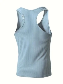 Men's Ribbed Knit Stretch Fitness Summer Tank Top - Form-Fitting, Breathable, Versatile Casual Sleeveless Top