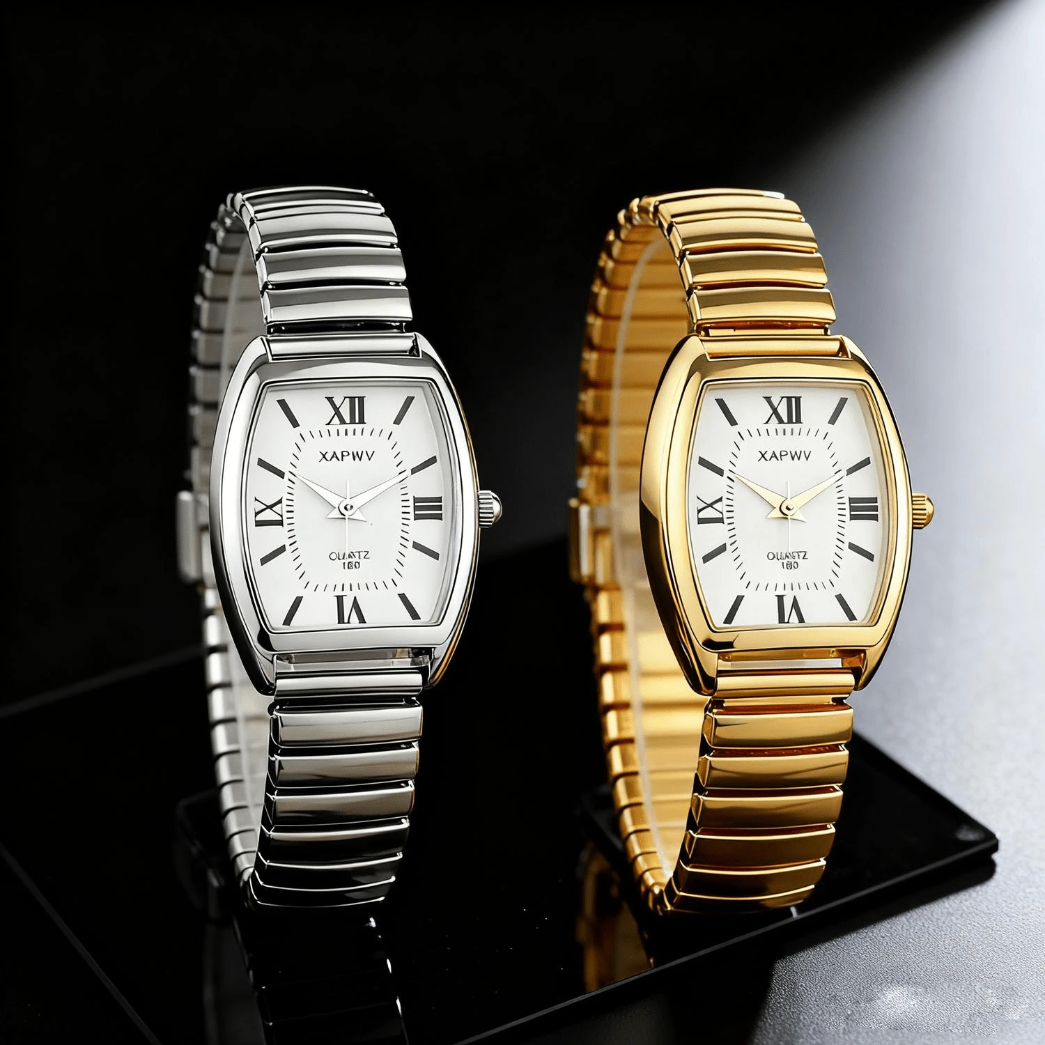 Women's Vintage Business Casual Quartz Watch - Elegant Barrel-Shaped Dial, Elastic Band, Minimalist Fashion Wristwatch For Daily Office & Daily Wear - Vàng - Xem 1