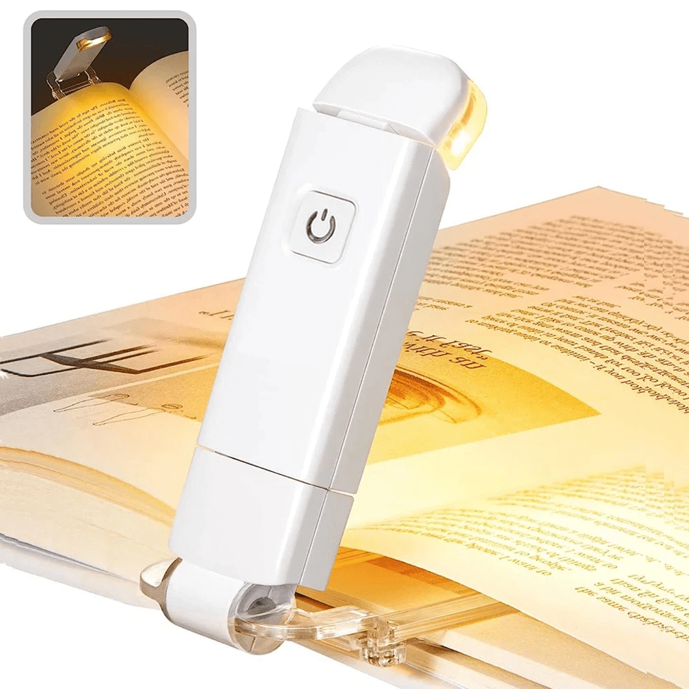 Mini Reading Clip Light, LED Nightlight, USB Rechargeable, Dimmable, Eye-Caring, Portable