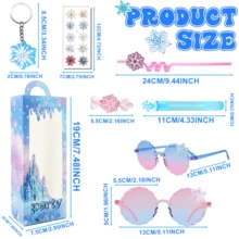 132pcs Snowflake Party Favor - Winter Party Favors Snowflake Princess Theme Party Supplies Set With Gift Box DIY Glasses Hairpin Bubble Stick Bracelet Straw Sticker Keychain Perfect For Winter Party Birthday Classroom Rewards Christmas - 淺藍色 - 查看 3