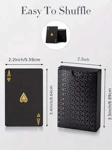 Gold Foil Plastic Playing Cards In Rosewood Gift Box, Waterproof & Flexible PET Cards, Fashionable Design Suitable For Parties, Games, Gifts And Celebrations, Black Cards