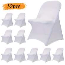 30/60/90/120PCS Stretch Spandex Folding Chair Cover Folding Kitchen Chair Cover, Universal Washable Sofa Cover Protective Cover, Detachable Chair Cover, Suitable For Wedding Party Restaurant Banquet Events - 白色 - 查看 17