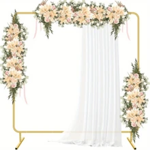 Wedding Arch Backdrop Stand Square 6.6FTx6.6FT Gold Metal Balloon Arch Stand Garden Arbor Backdrop Frame For Wedding Birthday Party BabyShower Photo Booth Background Decoration - Raise the Price - View 2
