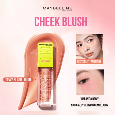 Phấn má hồng #02 Sunny Tangerine, 6.4ml/0.21 fl oz, ánh ngọc trai lấp lánh, tạo hiệu ứng rạng rỡ ấm áp, công thức dưỡng ẩm, mang lại vẻ ngoài trang điểm tự nhiên, đầu cọ chấm, dễ dàng sử dụng 2 bước (chấm và tán), phấn má hồng tôn da cho mọi tông da, giúp gò má rạng rỡ, phù hợp cho trang điểm hàng ngày và các dịp đặc biệt.