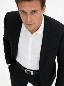 男士时尚PU皮革腰带，简约复古设计，光滑扣环，适合男士日常生活、休闲、派对、假日、工作、情人节等场合。 - 多色A - 查看 2