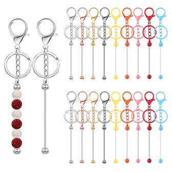 8pcs Blank Beaded Keychain Pendants, Detachable Metal Beaded Keychains, Suitable For DIY Pendant Accessories, Fashion Handcraft Jewelry, Gift For Holidays, Christmas