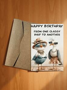 1pc Unique Bird-Themed Birthday Greeting Card, "Birthday Wishes From An Elegant Bird", Two Fashionable Bird Designs, Suitable As Friendship Birthday Gift, High-Quality Card With Envelope - Multicolor - View 9
