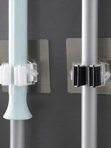 Bộ 5 giá treo chổi và cây lau nhà không cần khoan, lắp đặt bằng keo dán tường, giá đựng cây lau nhà tự dính, tiết kiệm không gian, không cần khoan, giá đựng dụng cụ vệ sinh nhà tắm cho chổi, cây lau nhà, hốt rác, chắc chắn và bền, giá treo chổi gắn tường tối giản, giữ cho nhà tắm gọn gàng, giải pháp lưu trữ cây lau nhà gắn tường bằng keo dán chắc chắn, giá đựng chổi và hốt rác tự dính, thiết kế tối giản - Nhiều màu - Xem 1
