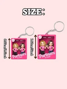 1/3/5pcs Customizable Family Photo Keychain, Personalized Acrylic Keychain, Personalized Souvenir, Can Upload Name And Photo, Christmas Gift (For Parents, Couples, Family), Customized Acrylic Portrait Gift (For Parents) - Multicolor Cartoon Keychain 2 - View 3