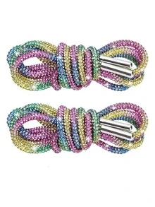 2 件 120 厘米奢华水钻鞋带，圆形水钻鞋带/帽带，时尚闪亮，水晶抽绳运动鞋，运动鞋 - 白色 - 查看 22