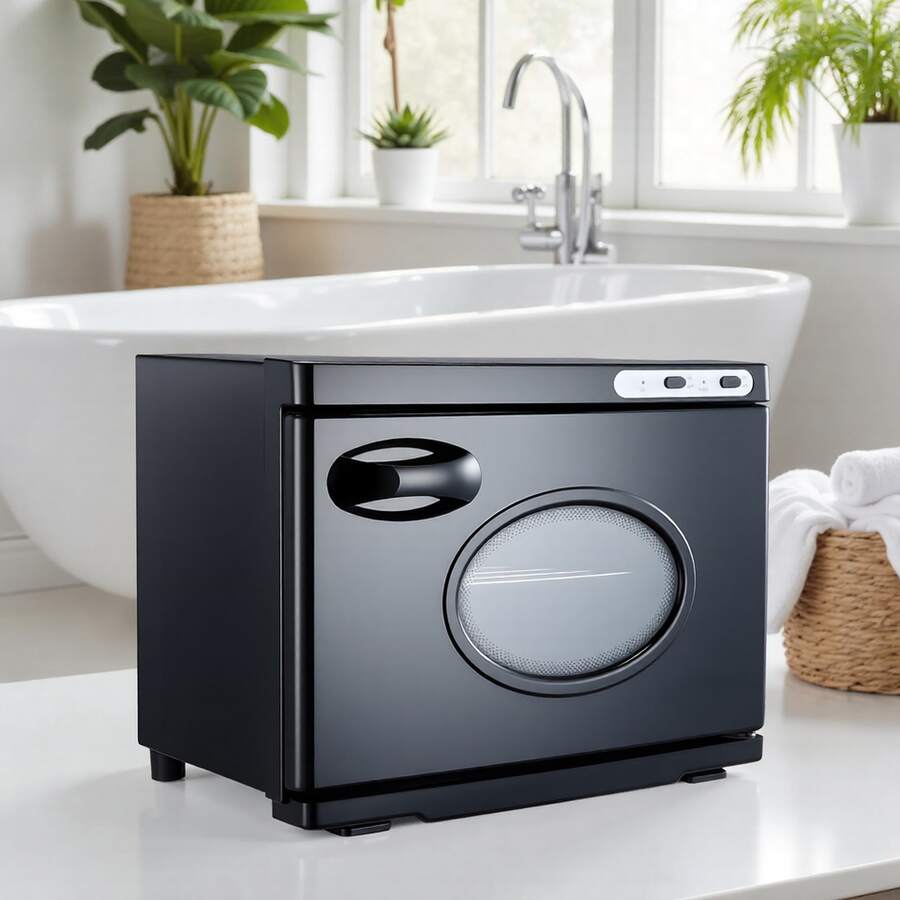 Handtuchwärmer Wärmegerät 23 L für 36 Handtücher mit Clip & Edelstahlgestell & klarem Fenster, Heißhandtuchwärmer für Spa Friseur Massage Salon, Dampfheizfunktion & Reinigungslampe