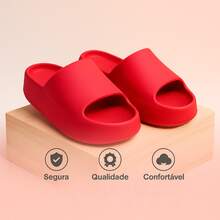 Chinelo Slide Infantil Confortável Leve Flexível Leve Macio Casual Antiderrapante Fácil de Calçar - Preto - Visão 4