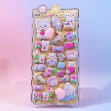 1pc 3D Cute Animal Sticker, Cartoon Decorative Sticker, Made Of Sponge And PVC Material, Squeeze For Stress Relief, Suitable For Sticker Books, Laptops, Refrigerators, And As Decoration For Cartoon DIY Phone Cases. This Sticker Is Suitable For Home Decor, As Well As Gifts For Birthday, Party, Valentine's Day And New Year, Reusable Waterproof Sticker