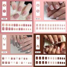 4 Boxes 96Pcs Short Squoval Press On Nails Blush Nude Matte Tulip Press On Nails, 24PCS Short Oval False Nails, Elegant & Gentle Ready-To-Wear Fake Nails For Women & Girls, Salon Quality Easy Apply Removable For Spring Summer Daily, Date, Wedding, Party Manicure.Kit De Uñas Acrílicas,Nail Kits,Christmas Nails Press On,Classy Nail Supply,Gel X Nails. - 混合裝613 - 查看 1