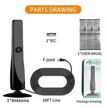 240+ Mile Range Local Channel Reception, 2025 New HDTV Antenna, 4K 1080P Digital TV Antenna, 360° Long Distance Reception, For Home TV, Car TV, RV, Boat, TV Signal Reception, Compatible With Old Digital TVs, Includes 10ft Coaxial Cable - Black - View 9
